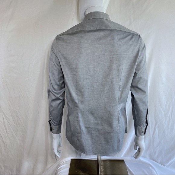 DKNY Men’s Satiny Shaped Slim Fit Natural Stretch Long Sleeve Dress Shirt - Picture 2 of 7